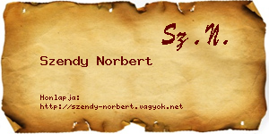 Szendy Norbert névjegykártya