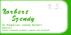 norbert szendy business card